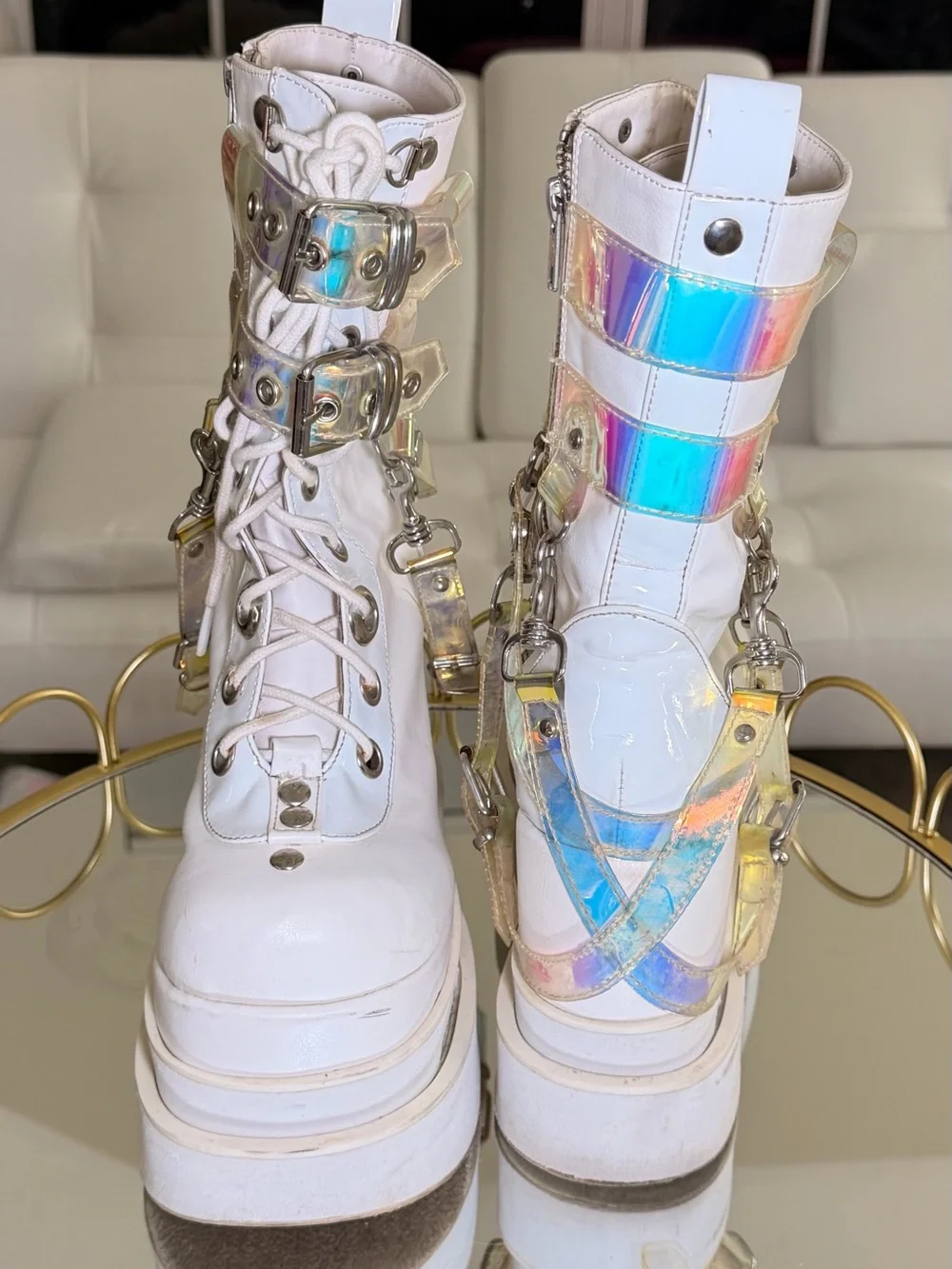 Cash Sold 📣 Women's Demonia Eternal 115 Triple Tiered Mid Calf Boot Size 7